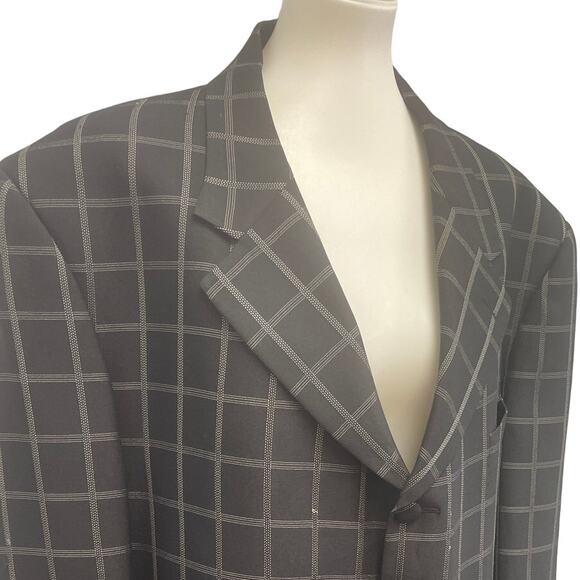 Mens 50 Regular Long Sleeve Plaid Button Up Lined Suit Jacket Only - Picture 2 of 5